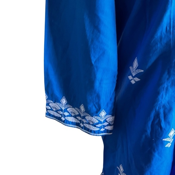 Jude Connally Blue Cotton Embroidered Tunic Dress Medium - Picture 4 of 9